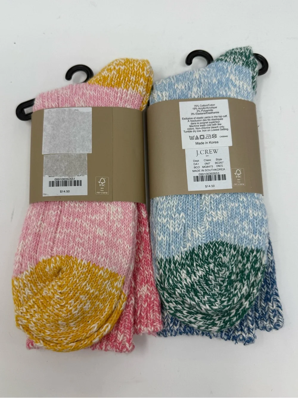 J. Crew Camp Socks Ribbed Colorblock Set of 2 NWT